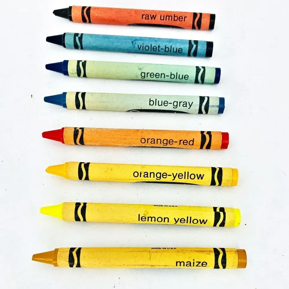 Vintage Crayola Crayons 64 Built-In Sharpener Binney Smith - 10 Retired‎ Colors!